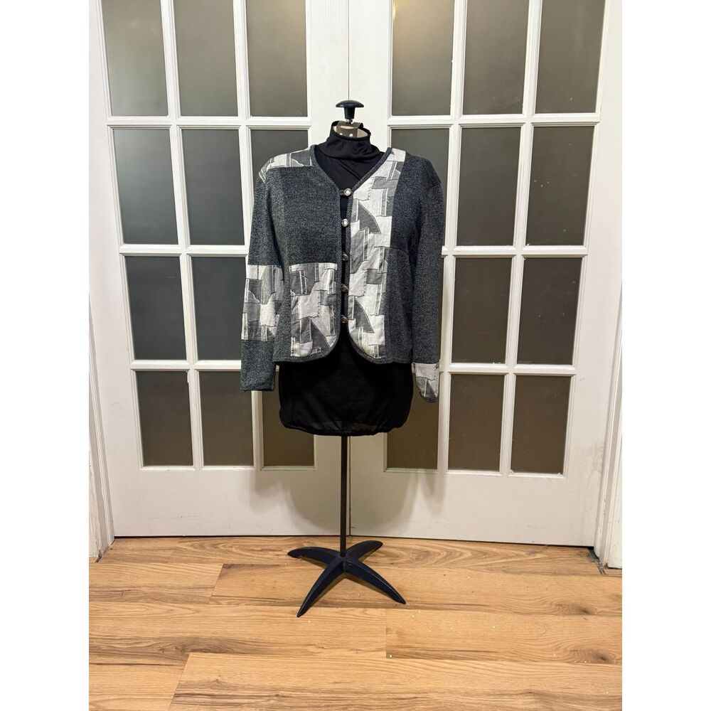 Vintage Style Abstract Geometric Knit Cardigan